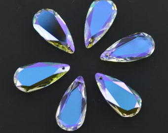 Crystal Glacier Blue 24mm x 12mm  Pendant Earring Jewellery Glass Element for Crafting Beading Drilled Hole Strass Sets