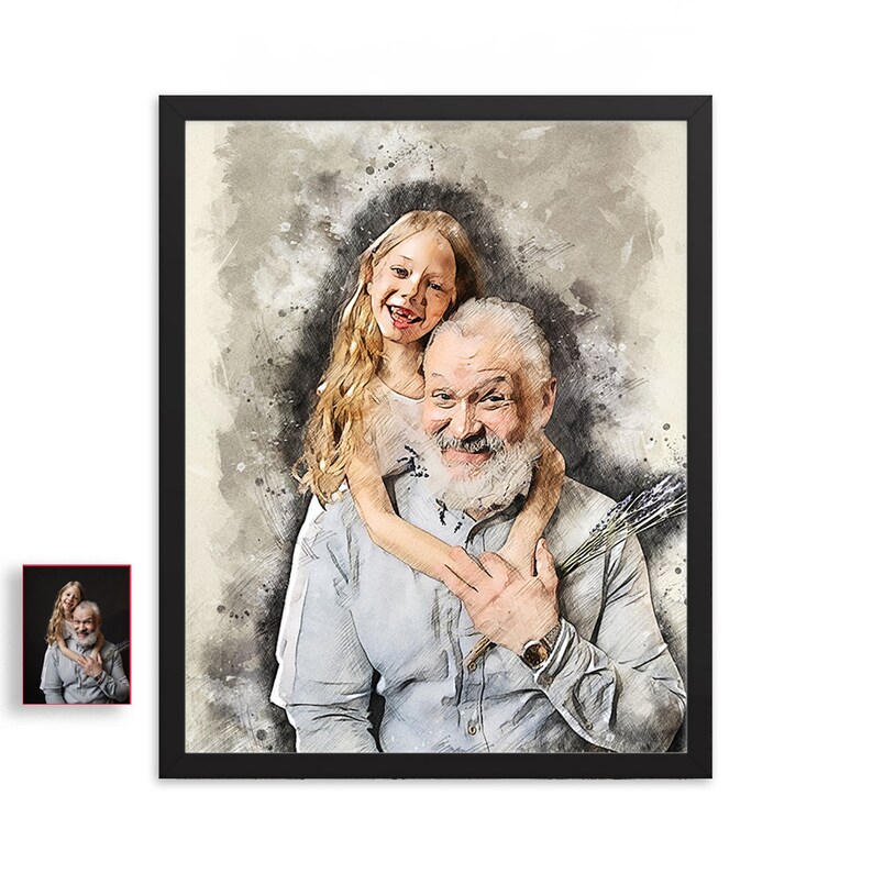 Custom Watercolor Family Portrait From Photo Personalized Painting From