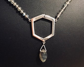Labradorite silver pendant necklace