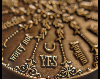 Witch&#39;s Wheel Spinning Oracle, a collectable coin for divination and gaming. Decision coin, coin of fate, dnd, d&d, D2