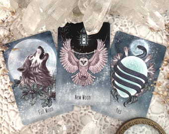 Mini Moonlight pocket oracle cards, a 13 card indie tarot deck, yes no oracle cards
