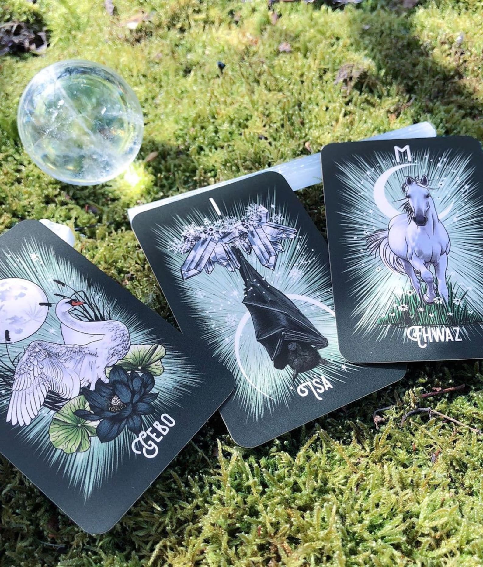Witchs familiar runic oracle 24 card indie tarot deck etsy