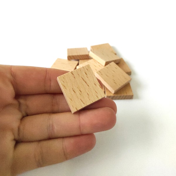 1'' Square tiles, Set of 20,30 or 40 Premium Beech Wood Tiles - Square Craft Supply (25mm x 25mm x 6mm)