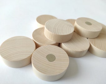 Set mit 5,10 oder 15 runden Holzmagneten 40 mm, Minimalistische Kühlschrankmagnete, nachhaltiges Küchendekor