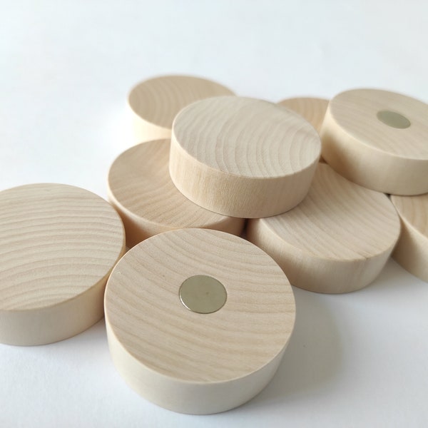 Set of 5,10 or 15  Wooden round magnets 40 mm, Minimalistic fridge magnets, Sustainable kitchen decor