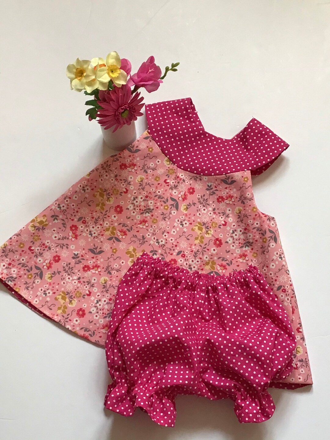 Age 3/6 Months Baby Dress and Bloomers Reversible Baby Etsy