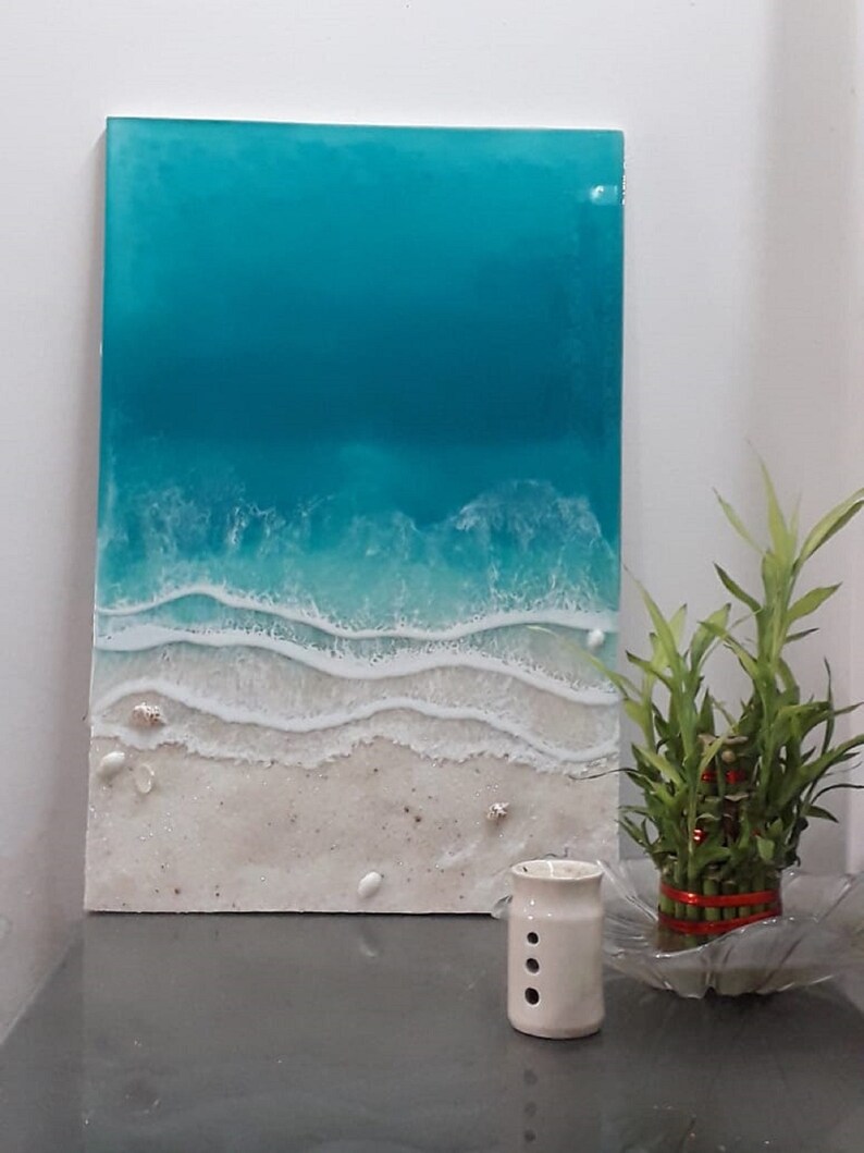 Made to Order, Resin Ocean Beach Art for Living Room and Office Wall