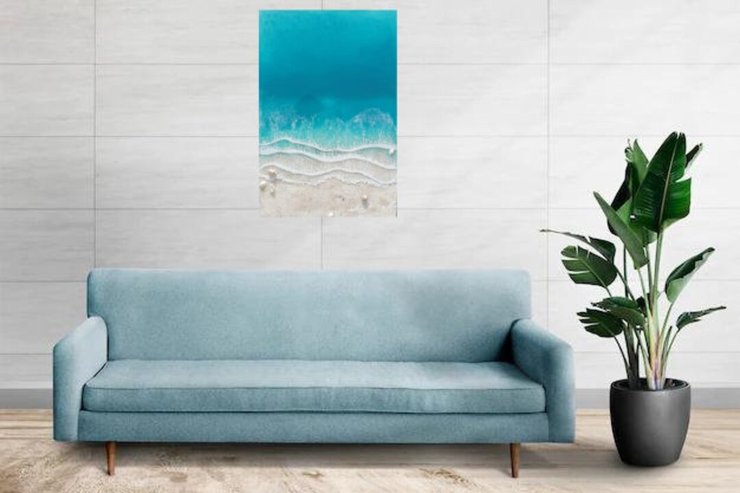 Made to Order, Resin Ocean Beach Art for Living Room and Office Wall