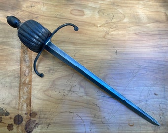 Hand forged main gauche with wire wrapped handle