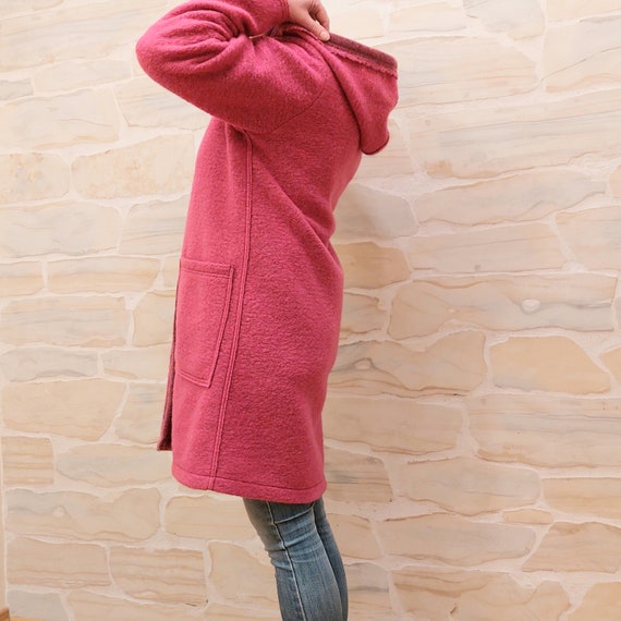 Rosa Strickjacke, Damen-Wollweste, rosa Jacke, Damen-Oversize