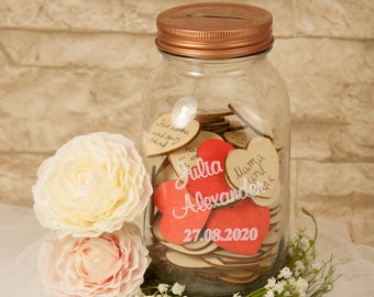 Libro de visitas – Vaso de deseos con grabado personal - Boda - Regalo de boda