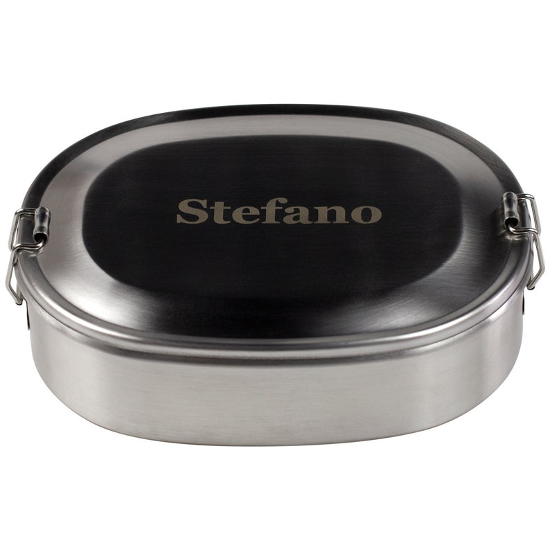 Stainless steel lunch box with personal engraving groß 18 x 14 x 6 cm