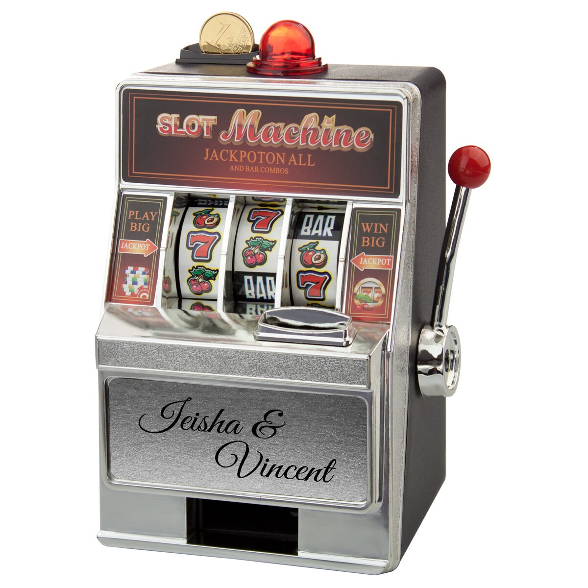 Money box slot machine with two desired names Etsy