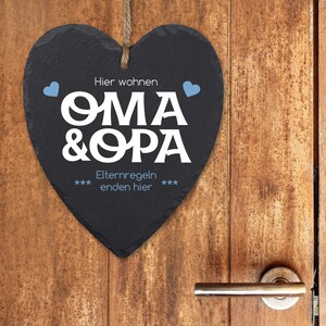 Slate heart - grandma and grandpa - parenting rules end here --- optionally also with personalization - different colors