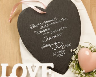 Slate heart for wedding with personalization - hearts - rings