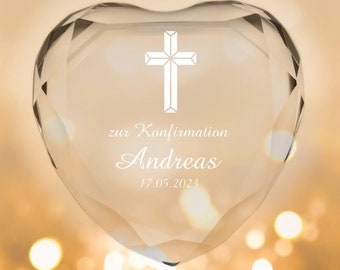 Heart diamond for confirmation - with personalization - different colors and motifs