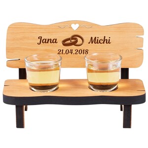 Liquor bench with personal engraving for the wedding various motifs Ringe