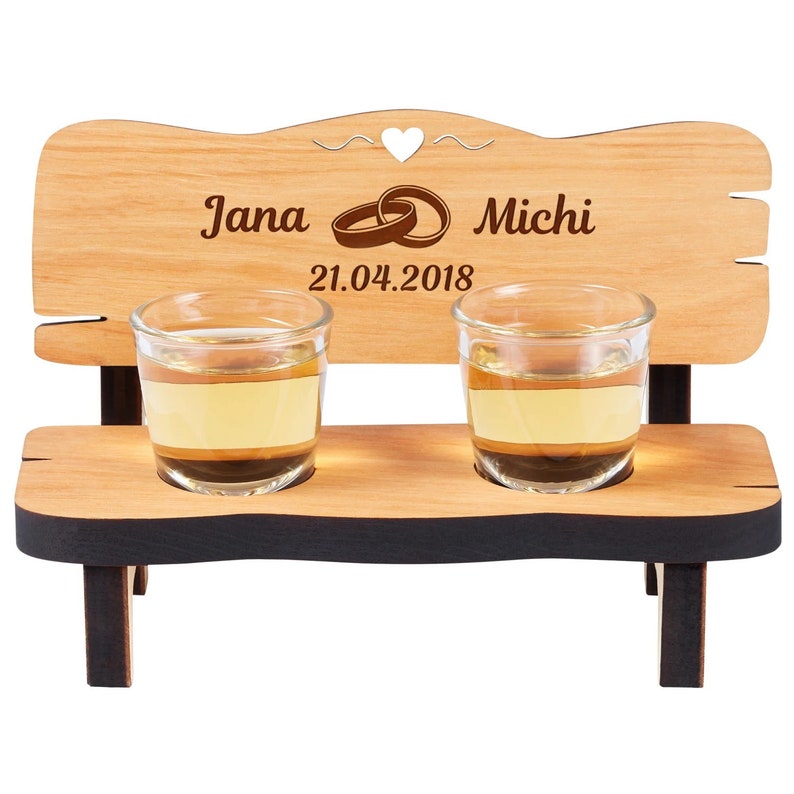 Liquor bench with personal engraving for the wedding various motifs Ringe