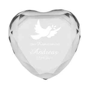 Heart diamond for communion with personalization different colors and motifs Taube