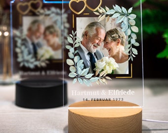 LED-Leuchte mit Herzen Goldene Hochzeit - Wunschfoto + Personalisierung