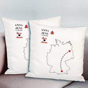 Pillow set long distance relationship Germany Europe World with personalization different colors image 8