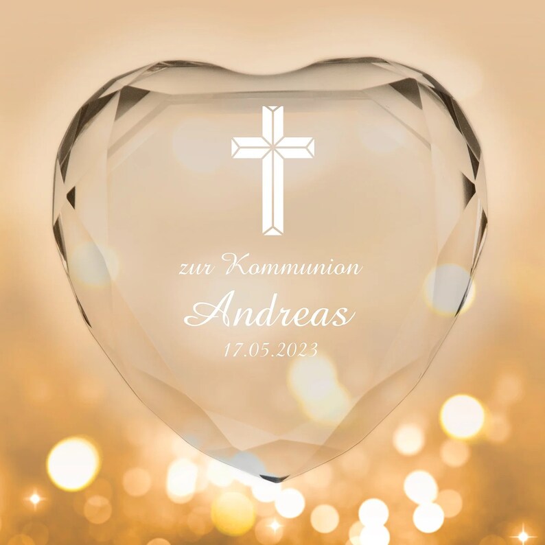 Heart diamond for communion with personalization different colors and motifs image 8