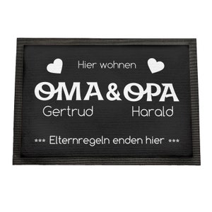 Doormat Grandma & Grandpa Parents' rules end here with personalization different versions and colors with rubber edge image 9