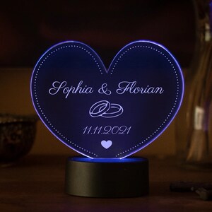 LED-Herzleuchte zur Hochzeit mit Personalisierung Bild 2