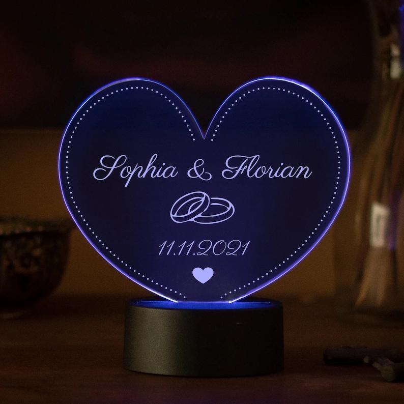 LED heart light for weddings with personalization image 2