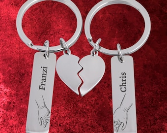 Keychain for couples with heart charm