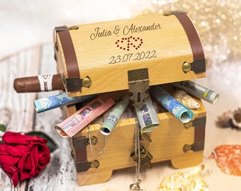 Wedding treasure chest - with personal engraving - various designs