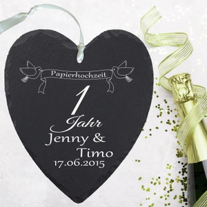 Slate heart paper wedding with personalization - 1st wedding anniversary