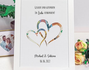 Geldgeschenk zur Hochzeit - Herz  - mit Personalisierung - verschiedene Farben und Größen