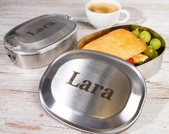 Stainless steel lunch box with personal engraving