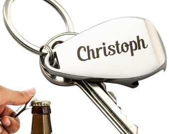 Keychain with bottle opener and desired name