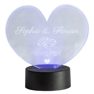 LED-Herzleuchte zur Hochzeit mit Personalisierung Bild 3