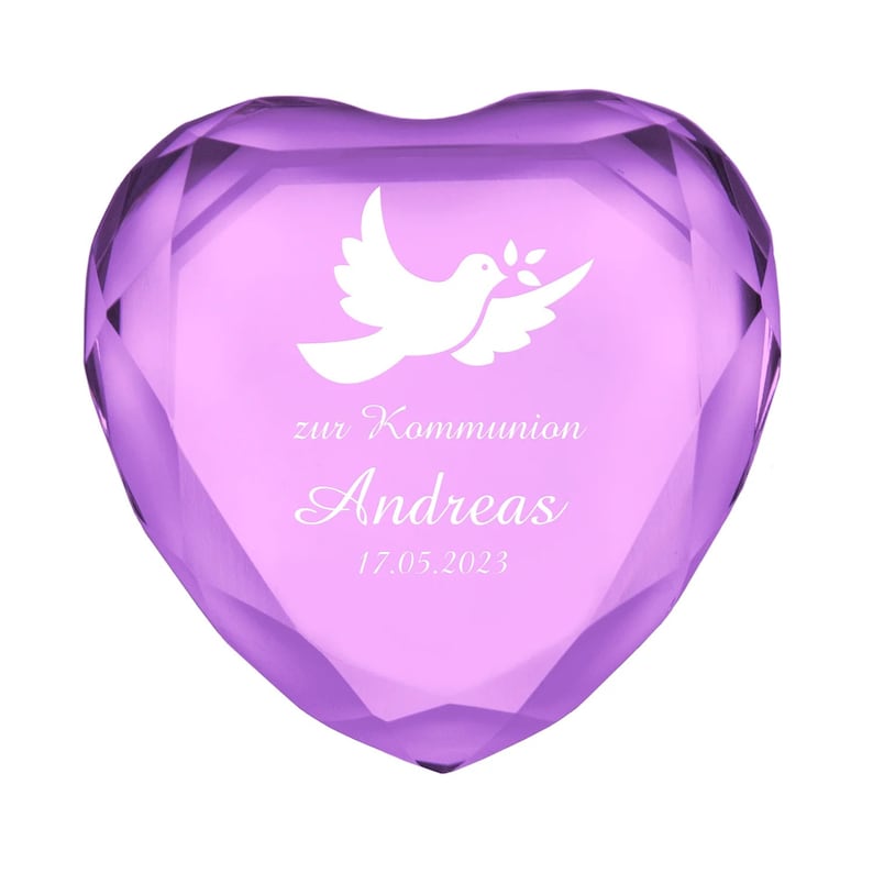 Heart diamond for communion with personalization different colors and motifs image 7