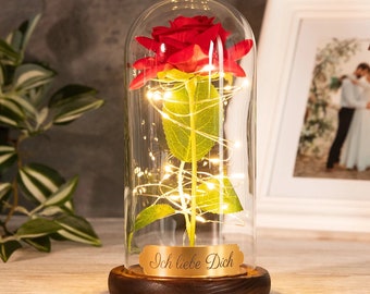 Eternal rose in a glass with engraving - desired text