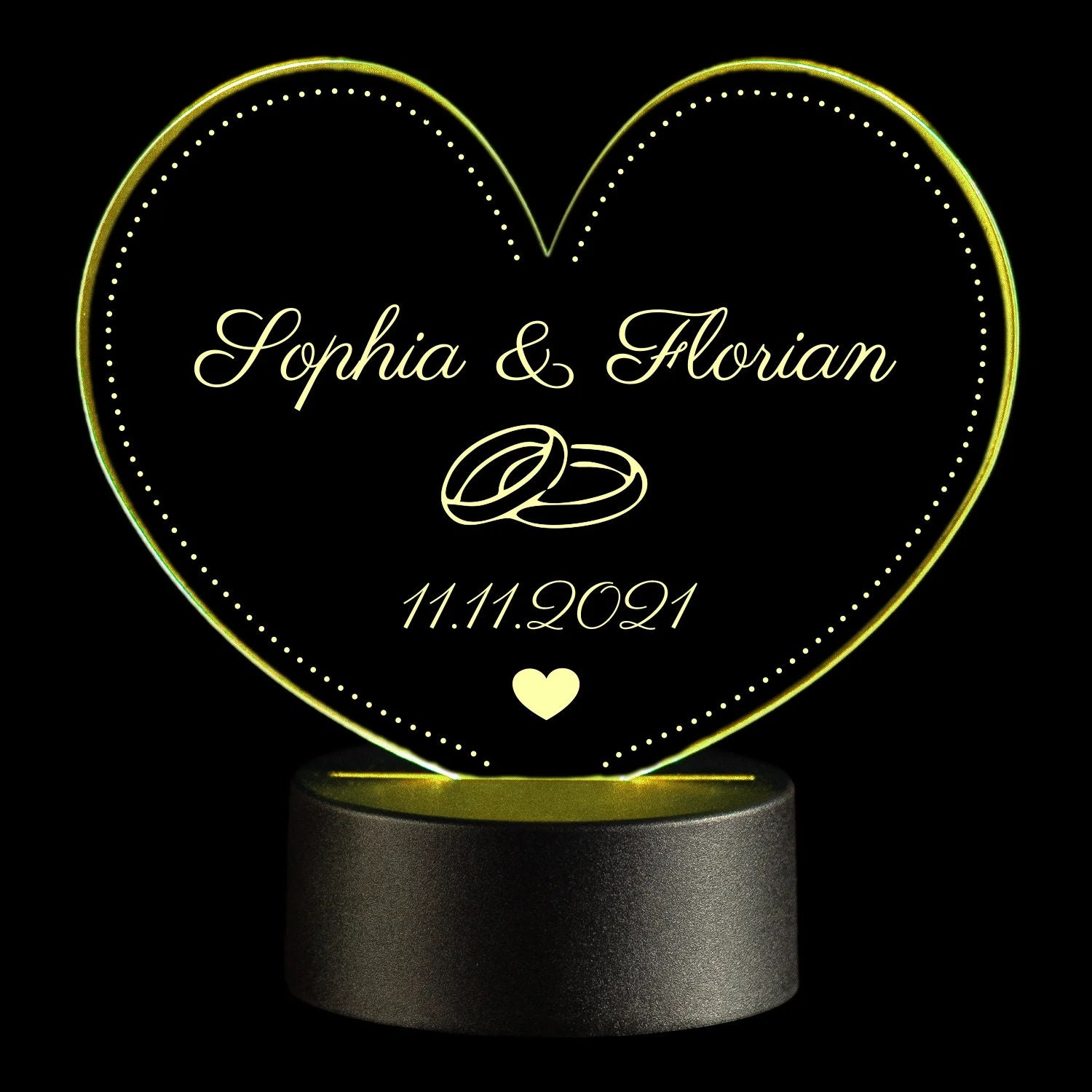 LEDHerzleuchte zur Hochzeit mit Personalisierung Etsy