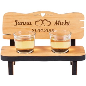 Liquor bench with personal engraving for the wedding various motifs Herzen