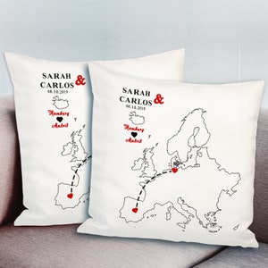 Pillow set long distance relationship Germany Europe World with personalization different colors image 9