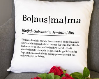 Kissen - Bonusmama/Bonuspapa - mit Wunschname