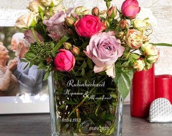 Vase ruby wedding with personal engraving - different variants