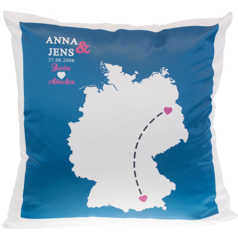 Pillow set long distance relationship Germany Europe World with personalization different colors image 6
