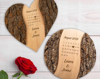 Wooden heart or disc - most beautiful day with personalization