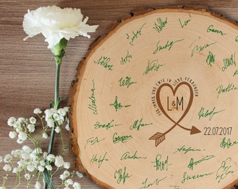 Disque d'arbre – livre d'or alternatif au mariage avec personnalisation