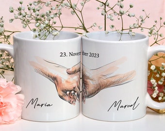 Mug set - hand in hand with personalization