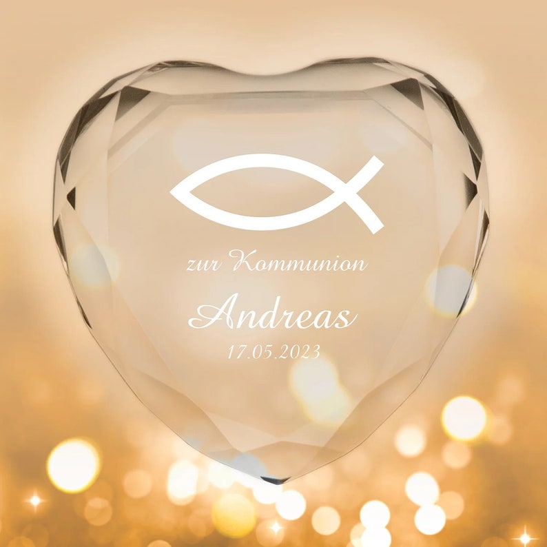 Heart diamond for communion with personalization different colors and motifs image 9