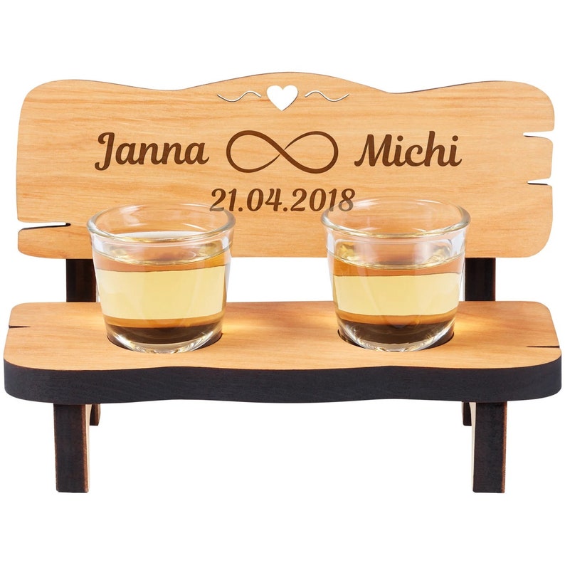 Liquor bench with personal engraving for the wedding various motifs Unendlichkeit