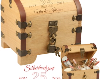 Silver wedding treasure chest - with personalization